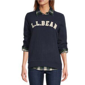LL Bean Vintage Collegiate Style Crewneck Sweatshirt Navy Size XLarge Petite